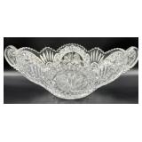 German Hofbauer Bird Crystal Oval Handled Bowl