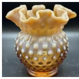 Fenton Hobnail Ruffled Edge Vase