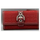 VTG Coach Red Signature Jacquard & Leather Wallet
