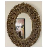 Mid-Century Ornate Gold Oval Mirror