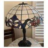 Tiffany Style Stained Glass Lamp w/Roses