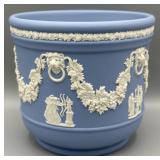 Wedgwood Blue Jardinere Cache Pot w/5 Lion Heads