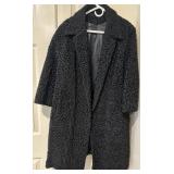 Vintage Ladies Black Lambs Wool Coat
