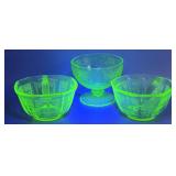 3 Uranium Glass Cups