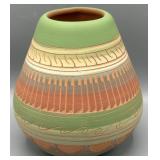 Artists Signed Navajo Pottery Hand Etched Vases