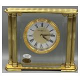 Howard Miller Brass & Beveled Glass Mantle Clock