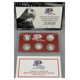 2008-S 50 State Quarters Silver Proof Set w/COA