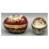 (2) Limoges France Egg Shaped Trinket Boxes