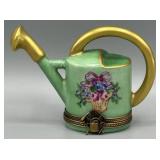 Limoges Decor A La Main Water Can Gold Trinket Box