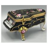 Limoges Peint Main Baby Grand Piano w/Roses
