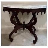 Victorian Style Oval Marble Top Parlor Table