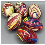 VTG Russian Wooden Splatter Painted Eggs