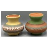 Artist Signed Navajo Hand Etched Vases