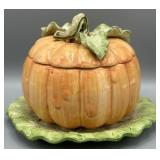 Fitz & Floyd Pumpkin Soup Bowl w/Lettuce Plate