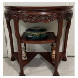 Rosewood & Marble Top Console Table