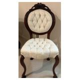 1940s Victorian Rose Carved Tufted Chair