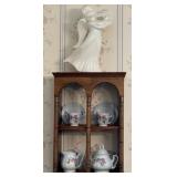 Wood Shelf w/Teacups, Creamer and Angel Decor