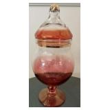 Vintage Cranberry Red Pedestal Candy Dish