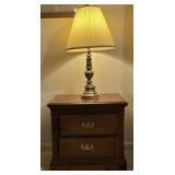 Athens Furniture Night Stand and Brass Lamp