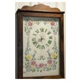 Embroidered and Wood Vintage Clock