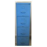Blue Metal Filing Cabinet and Contents
