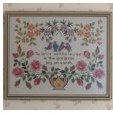 VTG To Love and Be Loved Embroidered Picture