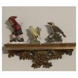 Gold Wall Shelf and Vintage Figurines