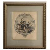 Francois Boucher Hand Colored Engraving