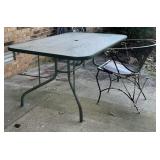 Patio Table and Wrought Iron Chair