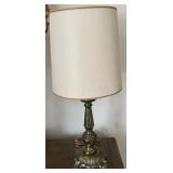 Mid-Century Brass Base Lamp w/Barrel Shade