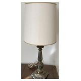 Mid-Century Brass Base Lamp w/Barrel Shade