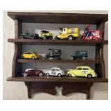 Diecast Cars and Wood Display Shelf