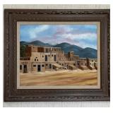 1980 Pueblo Oil on Canvas Artist Signed