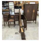 Antique Wardrobe, Vanity and Bed