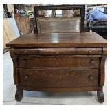Antique Tiger Oak Dresser and Mirror