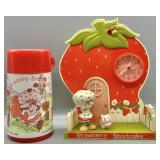 Vintage Strawberry Shortcake Clock and Thermos