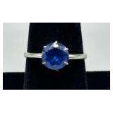 Vintage Sterling Silver Ring with Blue Gemstone