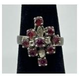 Vintage Sterling Silver Ring with Gemstones
