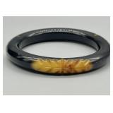 VTG Carved Bakelite Bak-a-Boo Bangle Bracelet