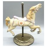 Bisque Porcelain Carousel Horse w/Solid Brass Base
