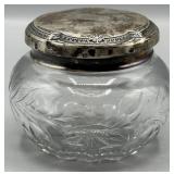 c.1920s Sterling Silver & Cut Crystal Vanity Jar