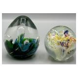 (2) Hand-Blown Murano Style Art Glass Paperweights