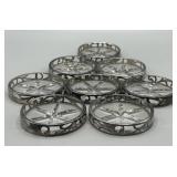 (8) .888 Fine Silver and Crystal Coasters