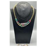 Vintage Don-Lin Gold Tone Choker & Earrings