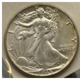 1945 Walking Half Dollar Silver Coin