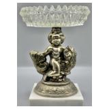 Mid-Century Cherub Figural Compote w/Marble Base