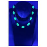 VTG Uranium Glass Necklace with 10k Gold Clasp