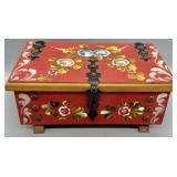 German Hand-Paited Floral Wood Chest