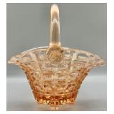 1930s Pink Depression Glass Basket