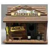 Wood Trout Creek Fishing Lodge Bird House Decor